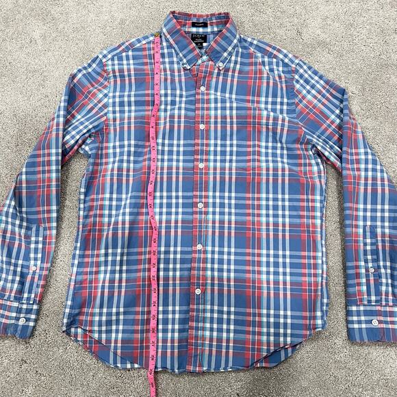 J Crew Men's Classic Button‎ Down Flex Washed Blue and Pink Plaid Size M - Picture 8 of 11